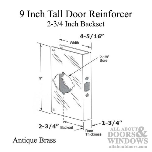 9 Inch Tall Door Reinforcer, 2-3/4 Inch Backset - 9 Inch Tall Door Reinforcer, 2-3/4 Inch Backset