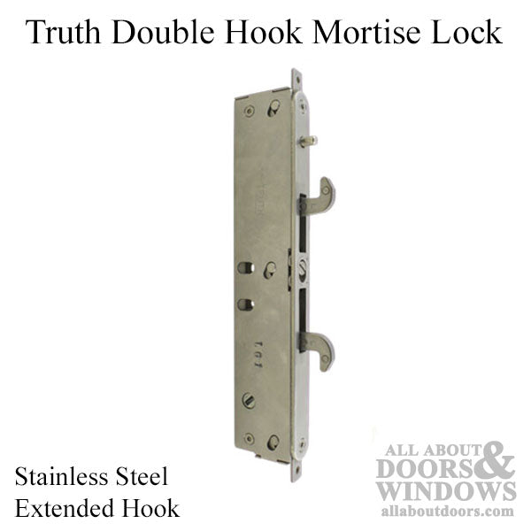 Truth 13317 Double Hook Mortise Lock, Short Face , Extended Hook - Stainless Steel - Truth 13317 Double Hook Mortise Lock, Short Face , Extended Hook - Stainless Steel