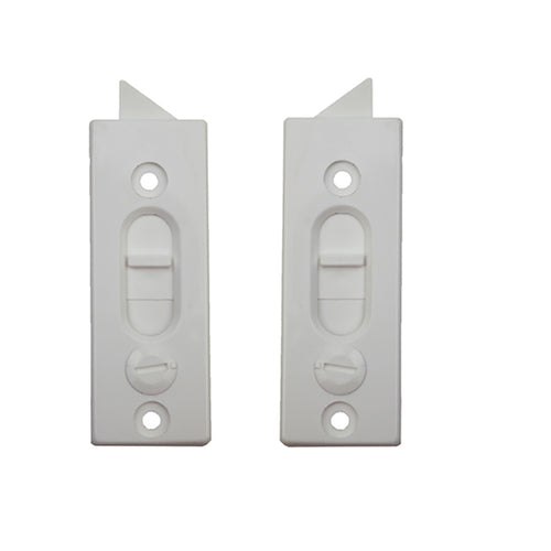 Tilt Latch, Surface mount, 2-7/16 screws, Plastic, Pairs - White - Tilt Latch, Surface mount, 2-7/16 screws, Plastic, Pairs - White