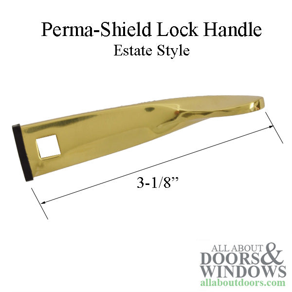 Andersen Perma-Shield Lock Handle, Estate Style - Bright Brass - Andersen Perma-Shield Lock Handle, Estate Style - Bright Brass