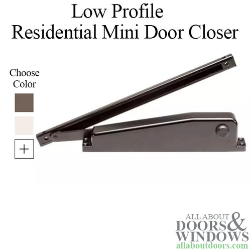 Low Profile Residential Mini Door Closer, 150 pound - Choose Color - Low Profile Residential Mini Door Closer, 150 pound - Choose Color