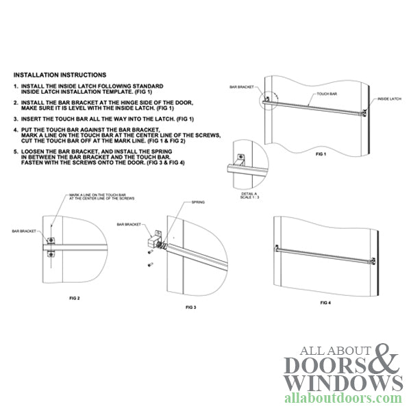 Storm Door Complete Push Bar Handle Set with Inside Touch Bar 33.5 Inch - Storm Door Complete Push Bar Handle Set with Inside Touch Bar 33.5 Inch