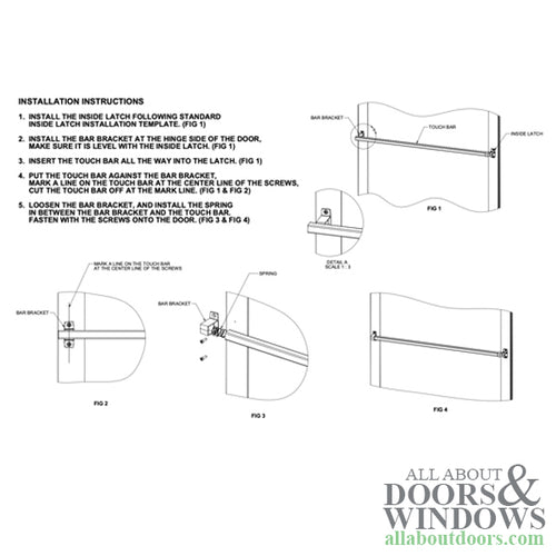 Storm Door Complete Push Bar Handle Set with Inside Touch Bar 33.5 Inch - Storm Door Complete Push Bar Handle Set with Inside Touch Bar 33.5 Inch