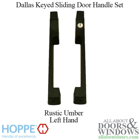 Dallas Keyed Sliding Door handle set, HLS9000 gears LH 1-3/4" Panel -  Rustic Umber