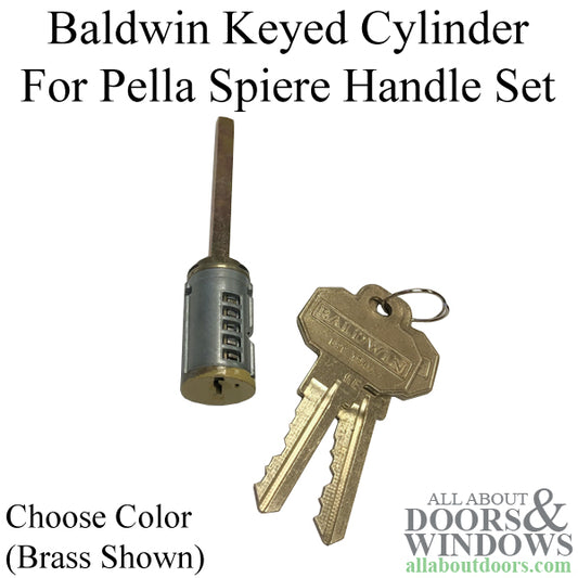 Baldwin Keyed Cylinder for Pella Spiere Handle Set, Kwikset Smart Key - Choose Color