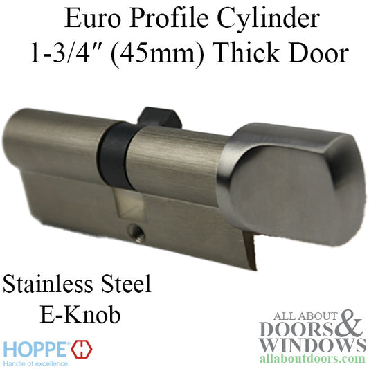 35.5/40.5 Hoppe 76mm Euro 90° Profile cylinder, small thumb turn - Stainless Steel