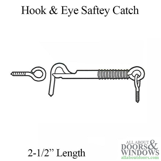 Hook and Eye Screen Door Safety Catch 2.5 Inch