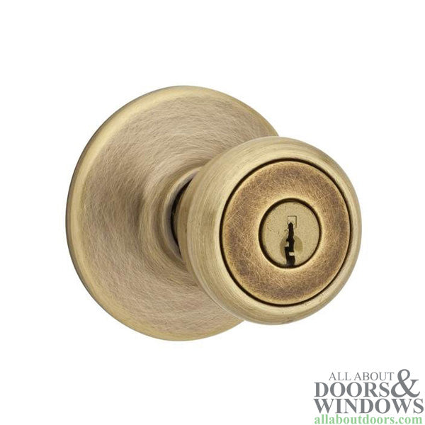 Kwikset Tylo Door Handle Antique Brass Entry Door Knob  with New Chassis with 6AL Latch and RCS Strike - Kwikset Tylo Door Handle Antique Brass Entry Door Knob  with New Chassis with 6AL Latch and RCS Strike