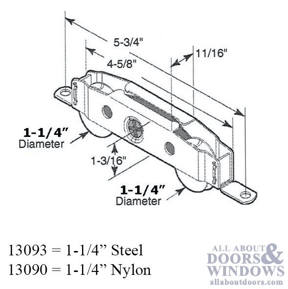 Sliding Patio Door Tandem Roller for Sliding Patio Doors 1.25 Inch Ball Bearing Steel Wheel Diameter - Sliding Patio Door Tandem Roller for Sliding Patio Doors 1.25 Inch Ball Bearing Steel Wheel Diameter