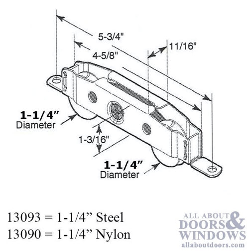 Sliding Patio Door Tandem Roller for Sliding Patio Doors 1.25 Inch Ball Bearing Steel Wheel Diameter - Sliding Patio Door Tandem Roller for Sliding Patio Doors 1.25 Inch Ball Bearing Steel Wheel Diameter