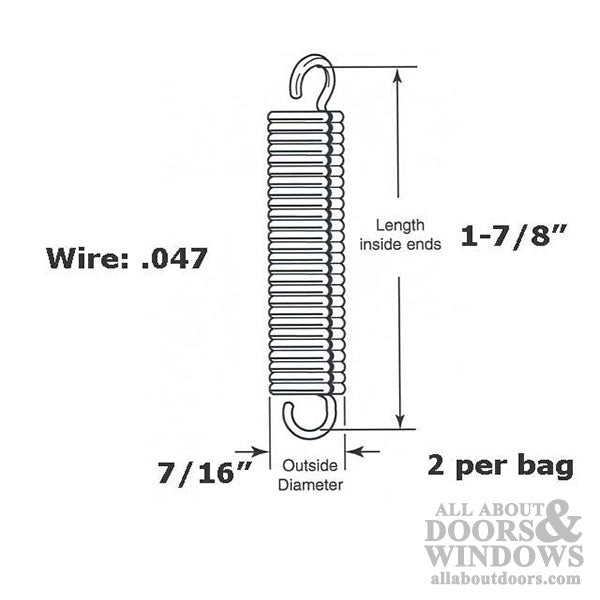 Extension Spring - 7/16 In Dia X 1-7/8 In Long - .047 Wire - Extension Spring - 7/16 In Dia X 1-7/8 In Long - .047 Wire