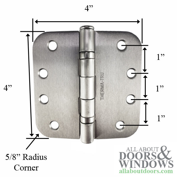 4 x 4 inch, 5/8 Radius Corners, Residential, Steel, Pair, Brushed Satin Nickel - 4 x 4 inch, 5/8 Radius Corners, Residential, Steel, Pair, Brushed Satin Nickel