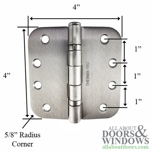 4 x 4 inch, 5/8 Radius Corners, Residential, Steel, Pair, Brushed Satin Nickel - 4 x 4 inch, 5/8 Radius Corners, Residential, Steel, Pair, Brushed Satin Nickel