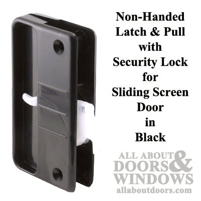 Non-Handed Latch & Pull with Security Lock for Sliding Screen Door - Black