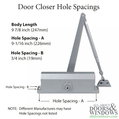 Grade 3 Streamline Commercial Door Closer with no Back-check, Spring size 4, Aluminum - Grade 3 Streamline Commercial Door Closer with no Back-check, Spring size 4, Aluminum