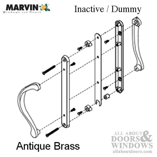 Marvin Inactive / Dummy Narrow Sliding Door Handle - Antique Brass