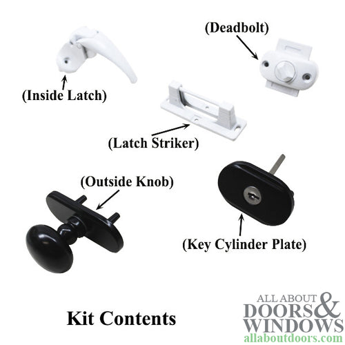 Andersen Knob and Deadbolt Kit 1-1/2 Inch Door - Black / White - Andersen Knob and Deadbolt Kit 1-1/2 Inch Door - Black / White