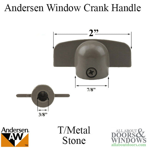 Andersen E-Z Casement Window Crank Handle T Metal Stone Window Handle - Andersen E-Z Casement Window Crank Handle T Metal Stone Window Handle