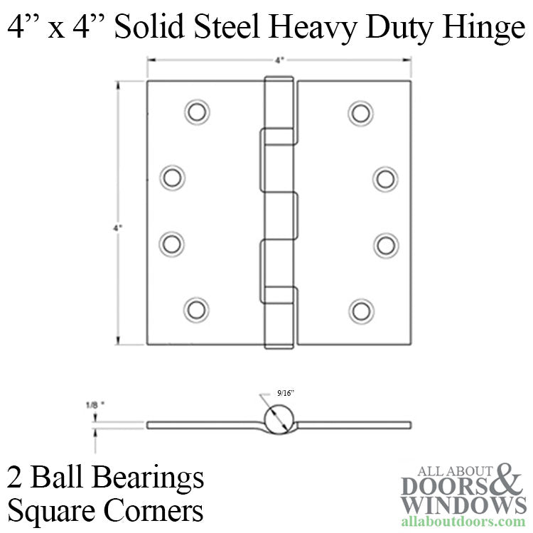 4 x 4 Inch Solid Steel, Square Corner, Heavy Duty, 2 Ball Bearings - Choose Finish - 4 x 4 Inch Solid Steel, Square Corner, Heavy Duty, 2 Ball Bearings - Choose Finish