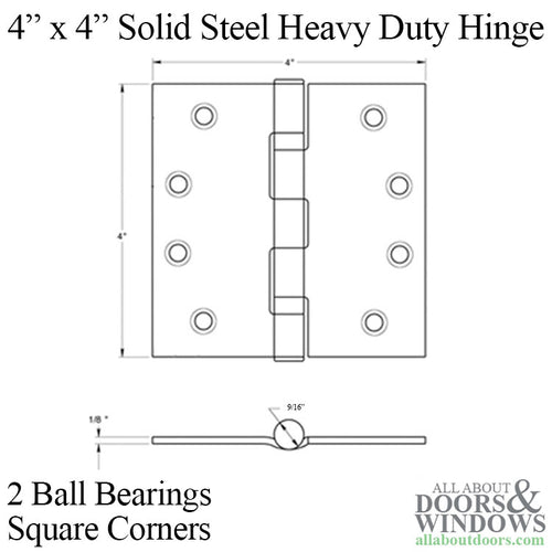 4 x 4 Inch Solid Steel, Square Corner, Heavy Duty, 2 Ball Bearings - Choose Finish - 4 x 4 Inch Solid Steel, Square Corner, Heavy Duty, 2 Ball Bearings - Choose Finish