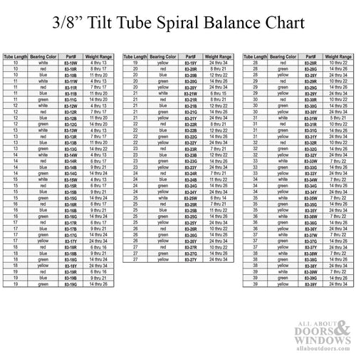 3/8 Inch Spiral Tilt-In Window Balance Rod with Blue Bearing and Double Pins - Choose Length - 3/8 Inch Spiral Tilt-In Window Balance Rod with Blue Bearing and Double Pins - Choose Length