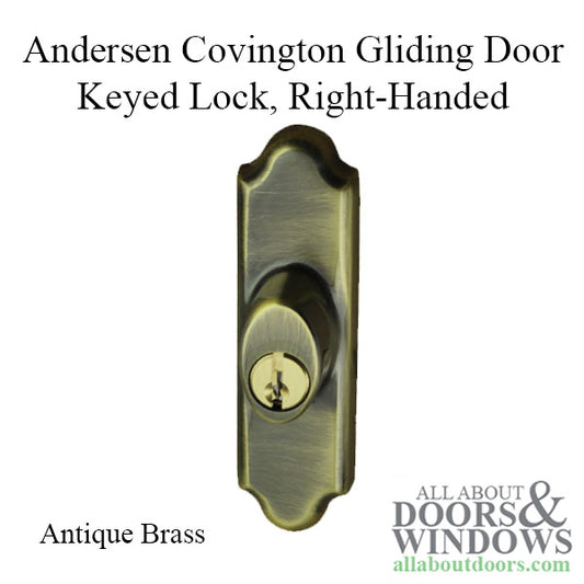 Andersen Gliding Door Keyed Lock, Covington - RH, Antique Brass