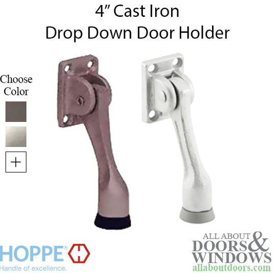 4",  4 hole Drop Down Door Holder, Cast Iron - Choose Finish