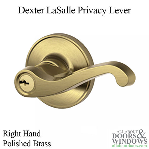 Dexter LaSalle J40-605 Right Hand Privacy Lever - Polished Brass J40-LAS-605R - Dexter LaSalle J40-605 Right Hand Privacy Lever - Polished Brass J40-LAS-605R