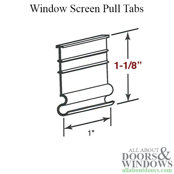 Window Screen Pull Tabs, Vinyl,  6 Pack - Choose Color - Window Screen Pull Tabs, Vinyl,  6 Pack - Choose Color