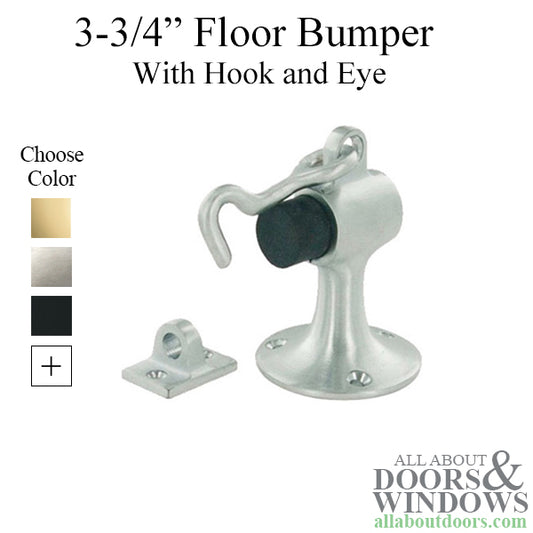 3-3/4" Floor Mounted Bumper w/ Hook and Eye - Choose  Finish