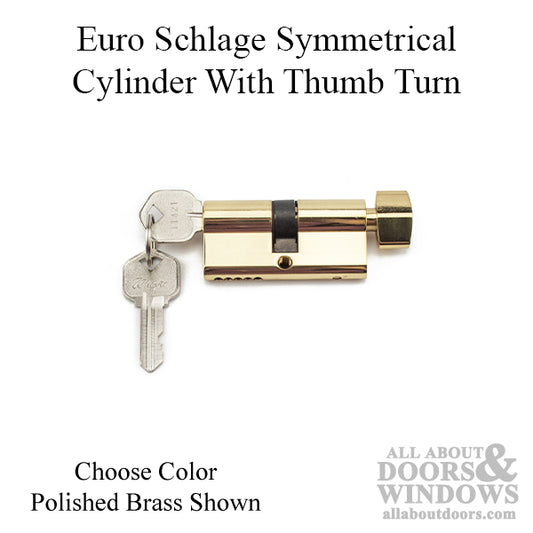 Active Keyed 32/32 Euro Schlage Symmetrical Cylinder with Thumb Turn - Choose Color