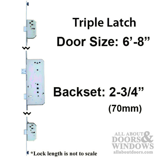 MP Lock, Sentry RS Triple Latch 6-8 Door 5-1/2 PZ x 2-3/4" BS