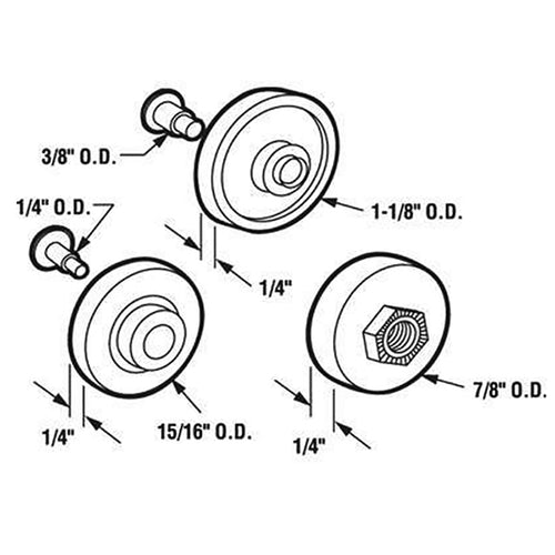 Nylon Roller Assortment with 6 Rollers for Sliding Screen Door - Nylon Roller Assortment with 6 Rollers for Sliding Screen Door