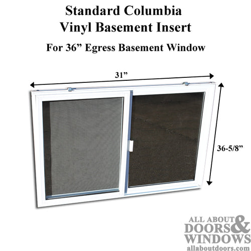 C-400-36 Vinyl Basement WINDOW Insert, Dual Pane Glass - C-400-36 Vinyl Basement WINDOW Insert, Dual Pane Glass