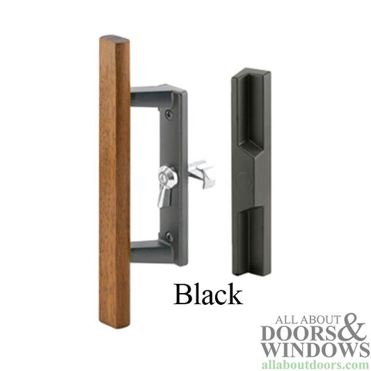 Sliding Patio Door Handle Black Metal With Wood Trim Keyed Sliding Patio Door Handle