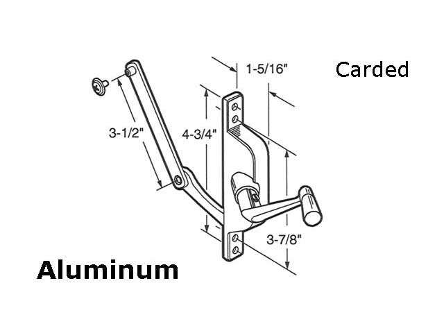 jalousie/ Louver Window Operator,  3-1/2 inch Link, Alum - jalousie/ Louver Window Operator,  3-1/2 inch Link, Alum