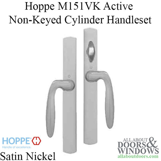 HOPPE HLS 9000 Sliding Door Handle Set with Verona Lever Active Non-Keyed Satin Nickel