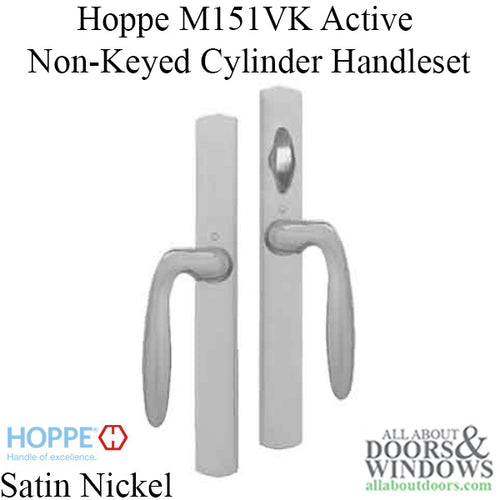 HOPPE HLS 9000 Sliding Door Handle Set with Verona Lever Active Non-Keyed Satin Nickel - HOPPE HLS 9000 Sliding Door Handle Set with Verona Lever Active Non-Keyed Satin Nickel