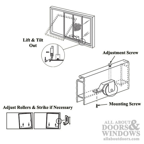 Spring Tension Roller Assembly with 1 Inch Nylon Wheel for Sliding Screen Door - Spring Tension Roller Assembly with 1 Inch Nylon Wheel for Sliding Screen Door