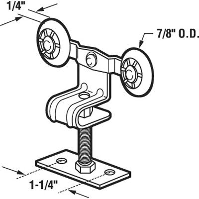 Discontinued - Double Wheel Top Hung Closet Door Roller - 7/8 Diameter - Discontinued - Double Wheel Top Hung Closet Door Roller - 7/8 Diameter