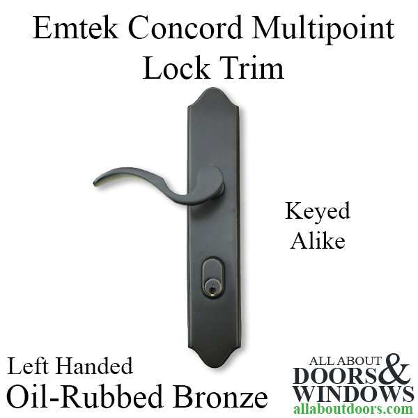Emtek 1471 Concord 11 Inch Keyed Multipoint Lock Trim, Keyed Alike, Cortina Handle, Left-Handed - Oil Rubbed Bronze - Emtek 1471 Concord 11 Inch Keyed Multipoint Lock Trim, Keyed Alike, Cortina Handle, Left-Handed - Oil Rubbed Bronze