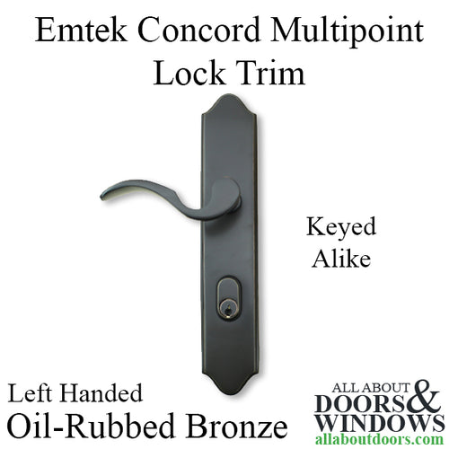 Emtek 1471 Concord 11 Inch Keyed Multipoint Lock Trim, Keyed Alike, Cortina Handle, Left-Handed - Oil Rubbed Bronze - Emtek 1471 Concord 11 Inch Keyed Multipoint Lock Trim, Keyed Alike, Cortina Handle, Left-Handed - Oil Rubbed Bronze