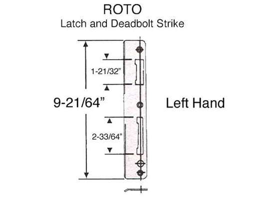 Roto Latch and Deadbolt strike, Left Hand - Brass