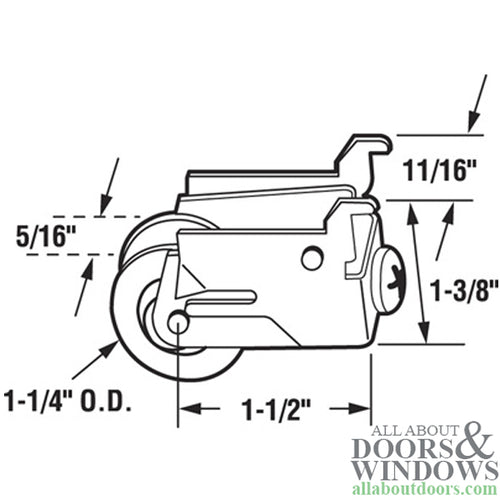 1-1/4  Nylon wheel, Roller Assembly - 1-1/4  Nylon wheel, Roller Assembly