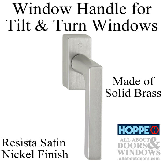 Dallas Handle for Tilt & Turn Windows - Solid Brass - Resista Satin Nickel