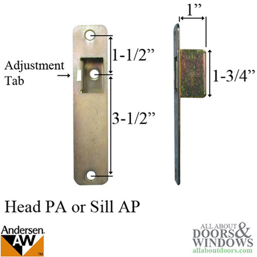 Receiver, Flush Bolt Head PA / Sill AP - Receiver, Flush Bolt Head PA / Sill AP