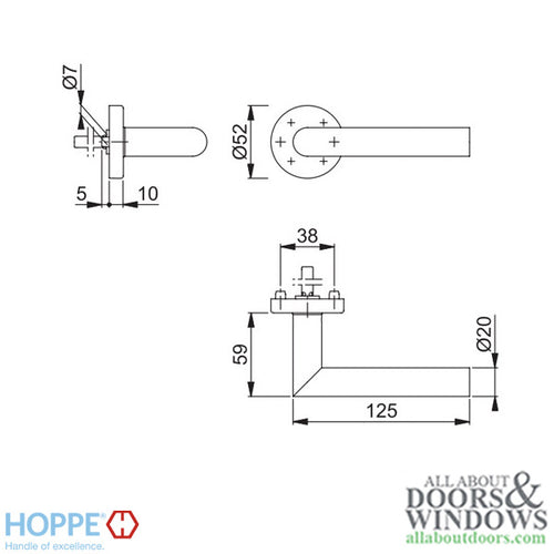 Hoppe Amsterdam Half Handle for Interior Entrance Doors - Stainless Steel - Hoppe Amsterdam Half Handle for Interior Entrance Doors - Stainless Steel