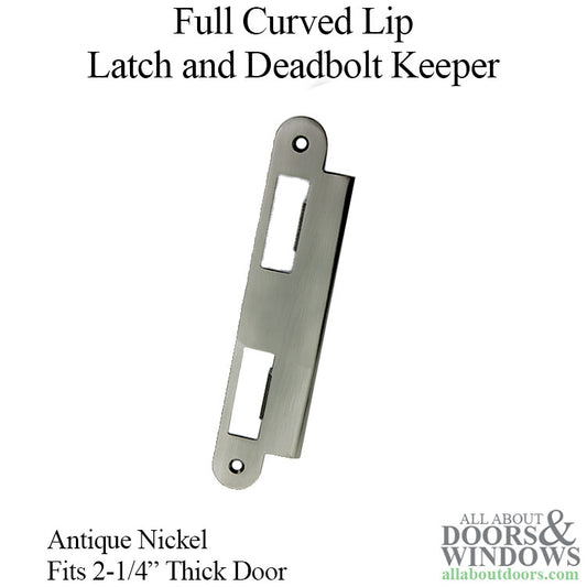 Latch & Deadbolt Strike Plate, 57mm Extended, 2-1/4 Door - Antique Nickel / Pewter