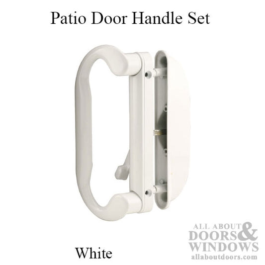 Sliding Patio Door Handle Set for 2 point lock, 4-15/16 inch screw hole spacing - White