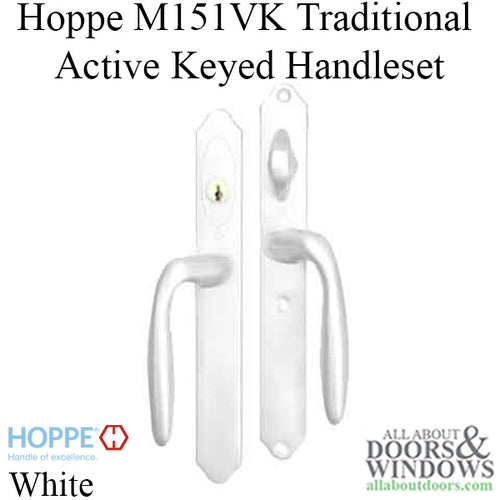 HOPPE HLS 9000 Sliding Door Handle Set Verona Lever Active Keyed White - HOPPE HLS 9000 Sliding Door Handle Set Verona Lever Active Keyed White